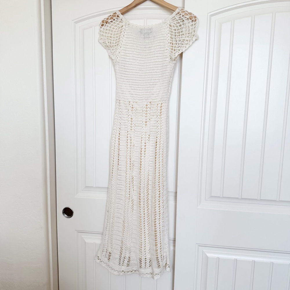 Vtg 90’s Express Handknit Crochet Midi Boho Cottagecore Dress - Picture 4 of 8